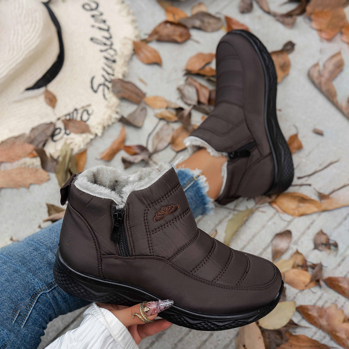 Bottes de neige d'hiver avec fermeture éclair