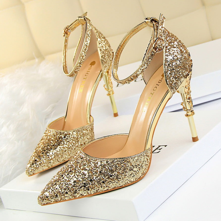 Talons hauts métalliques et pailletés