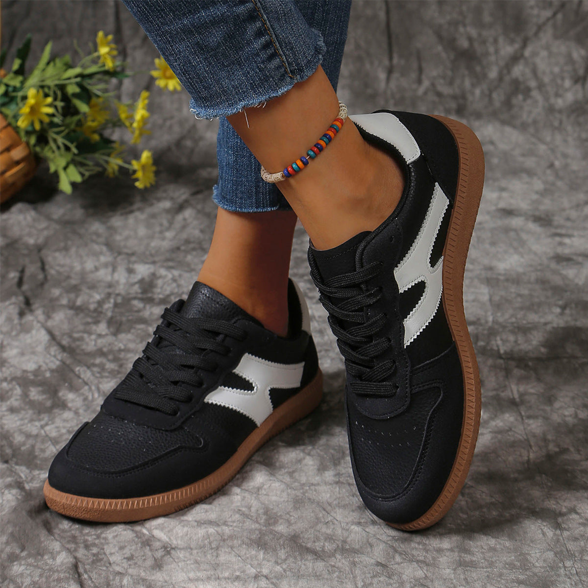 Chaussures plates à lacets color block