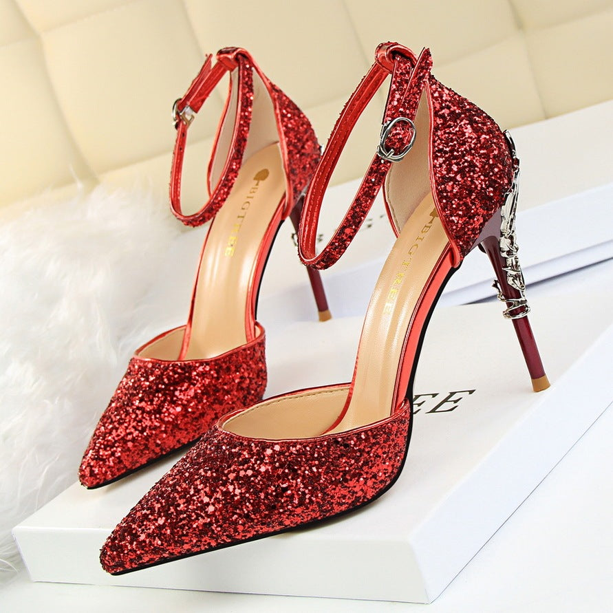 Talons hauts métalliques et pailletés