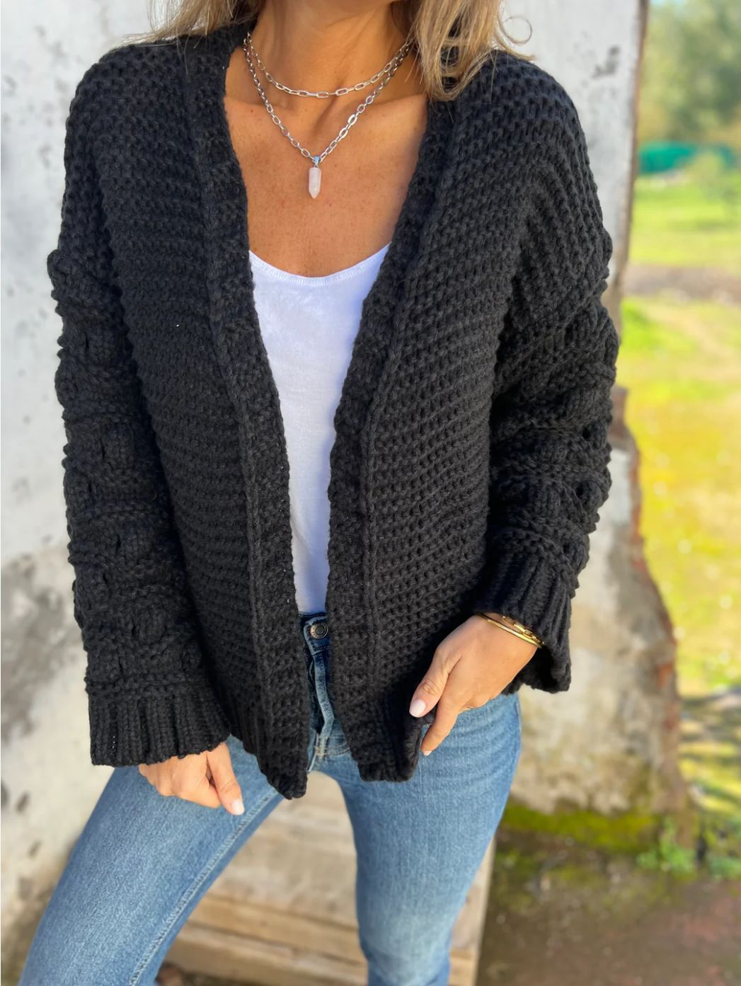 Cardigan couleur unie pour femme