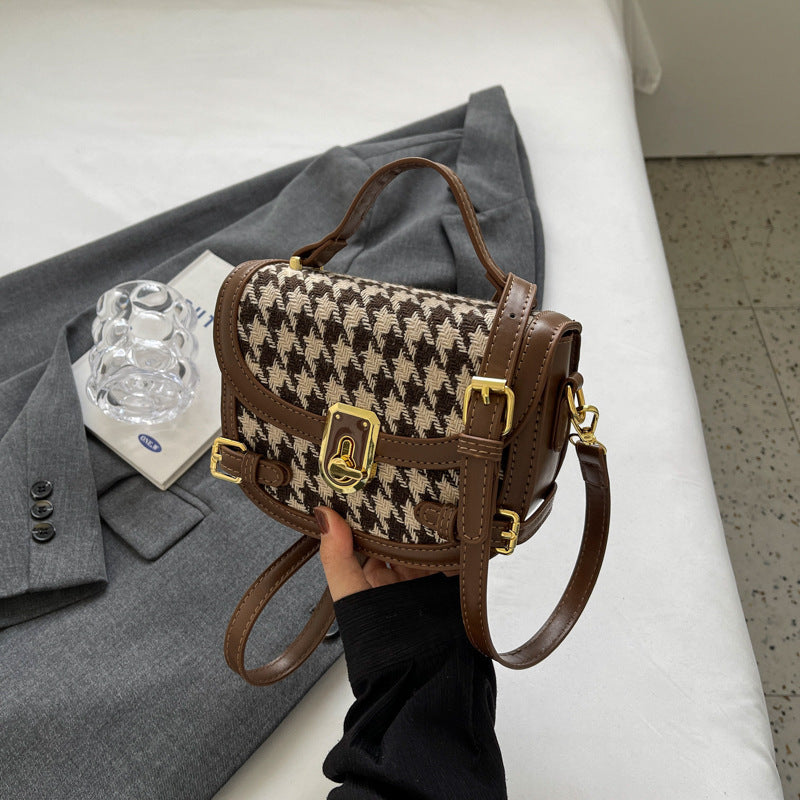 Sac à bandoulière à motif pied-de-poule