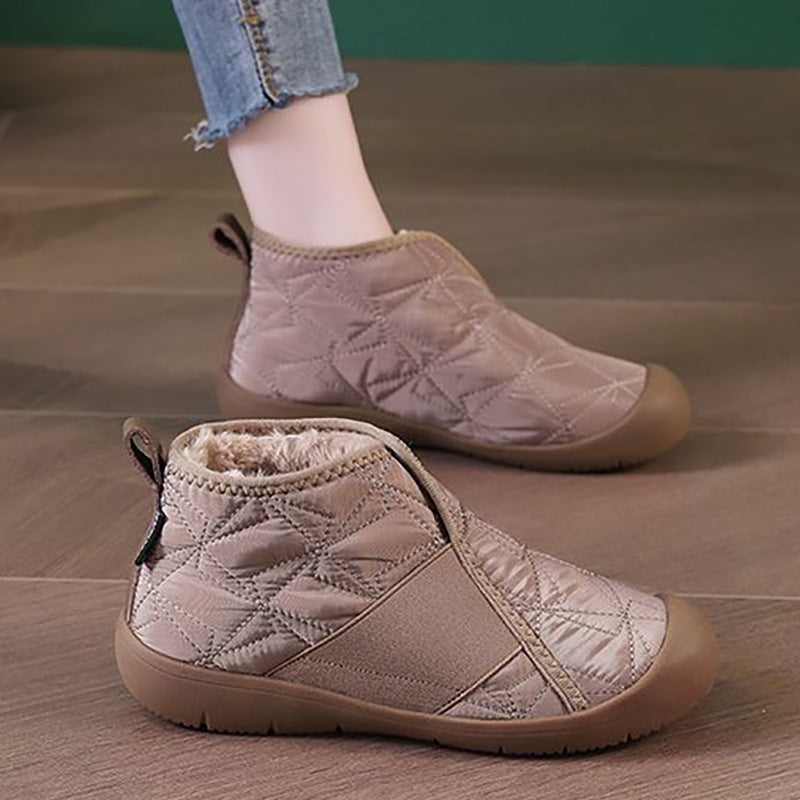 bottes de neige plates d'hiver chaudes en coton