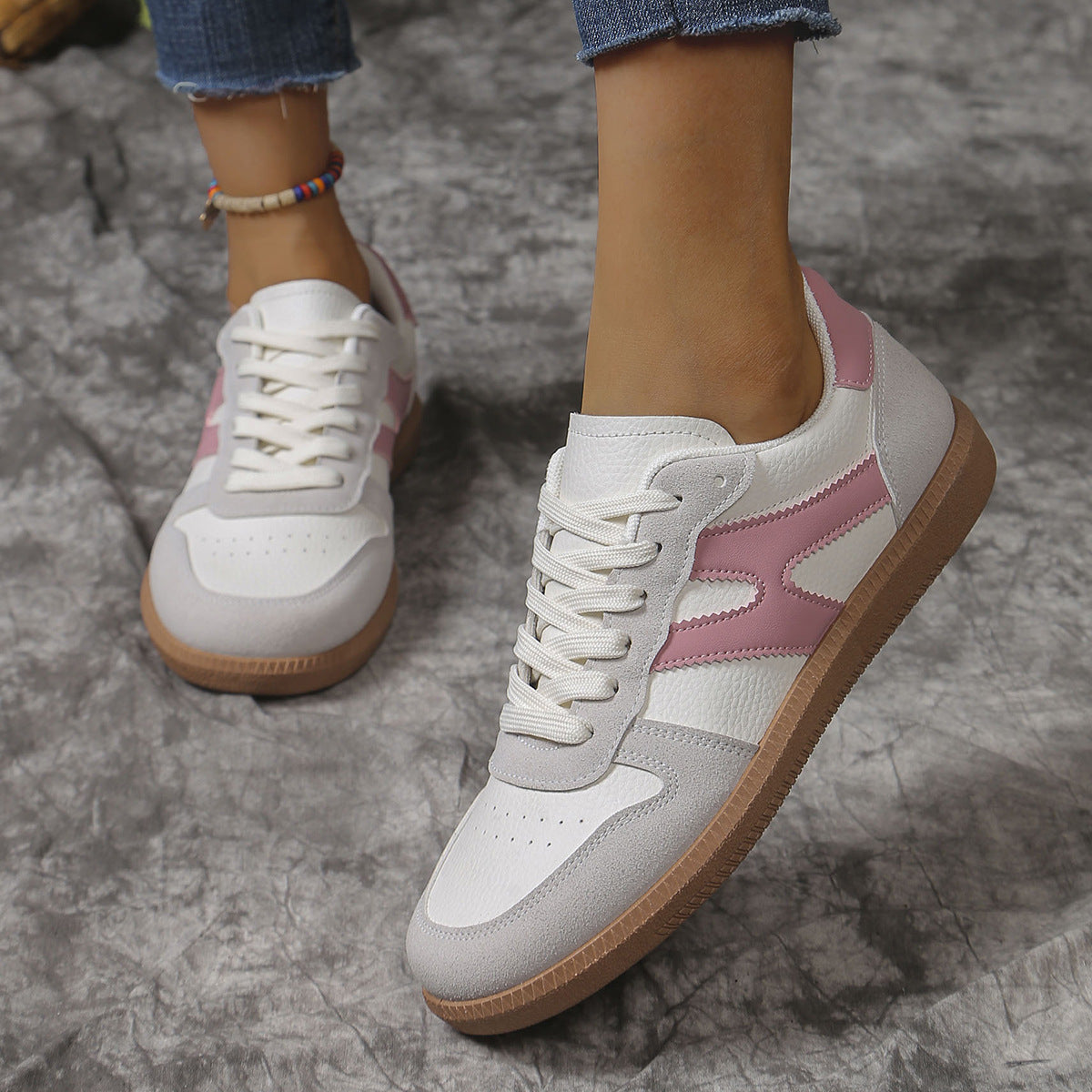 Chaussures plates à lacets color block