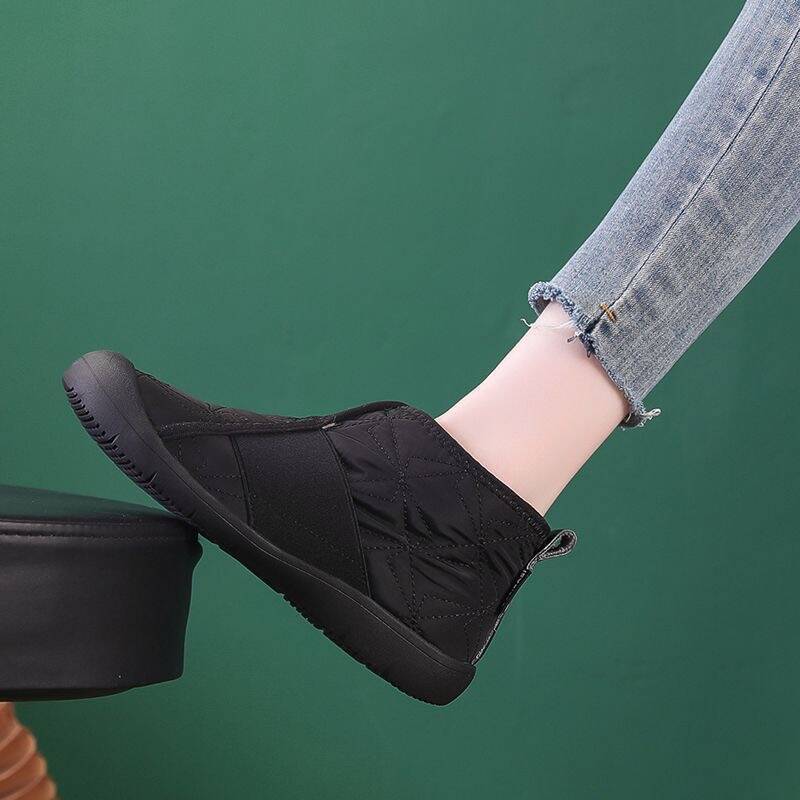 bottes de neige plates d'hiver chaudes en coton