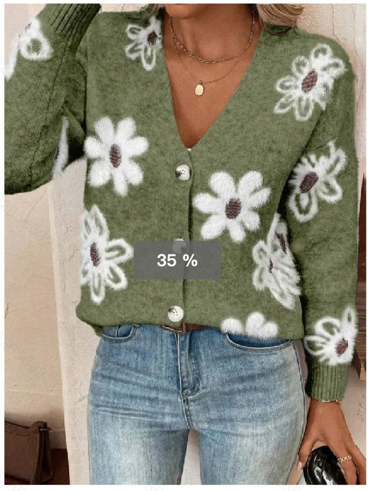 Cardigan boutonné à imprimé floral