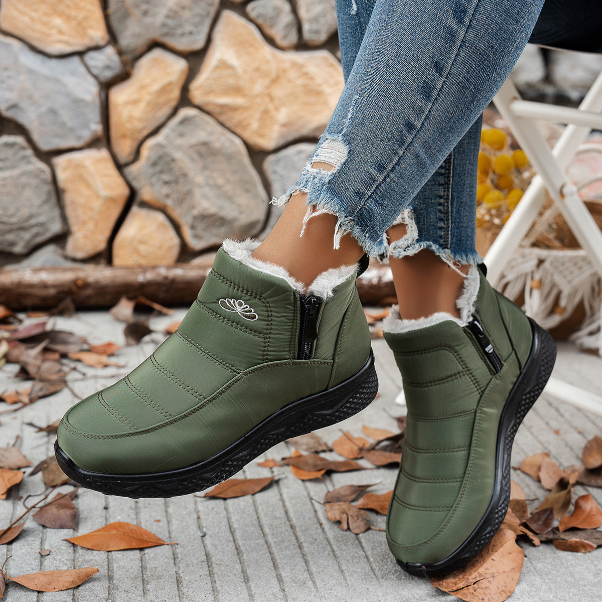 Bottes de neige d'hiver avec fermeture éclair
