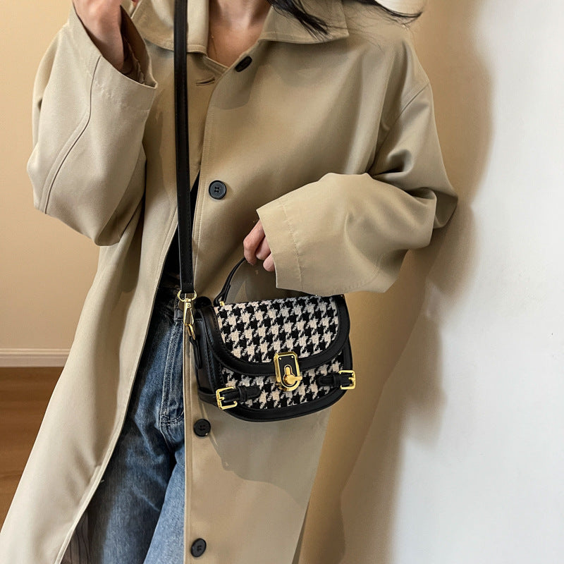 Sac à bandoulière à motif pied-de-poule
