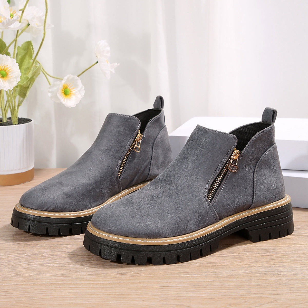 Bottines tendance avec fermeture éclair latérale