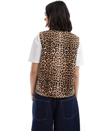 Gilet matelassé à détail noeud léopard.