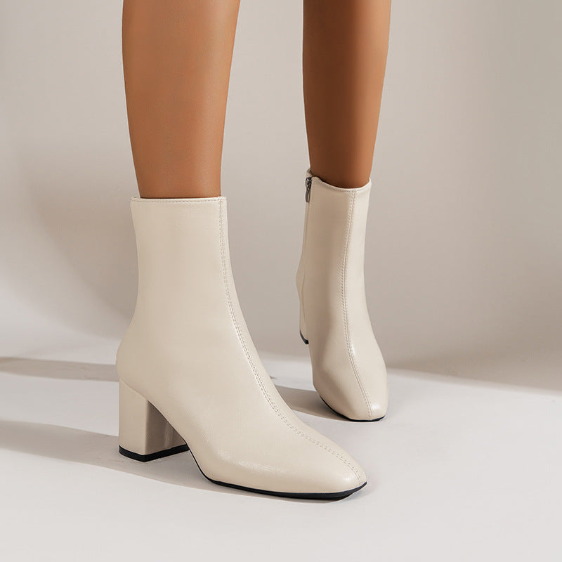 Bottes à talons épais bout pointu femme