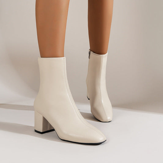 Bottes à talons épais bout pointu femme