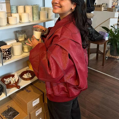 Veste en cuir style motard