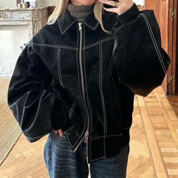 Veste en cuir style motard