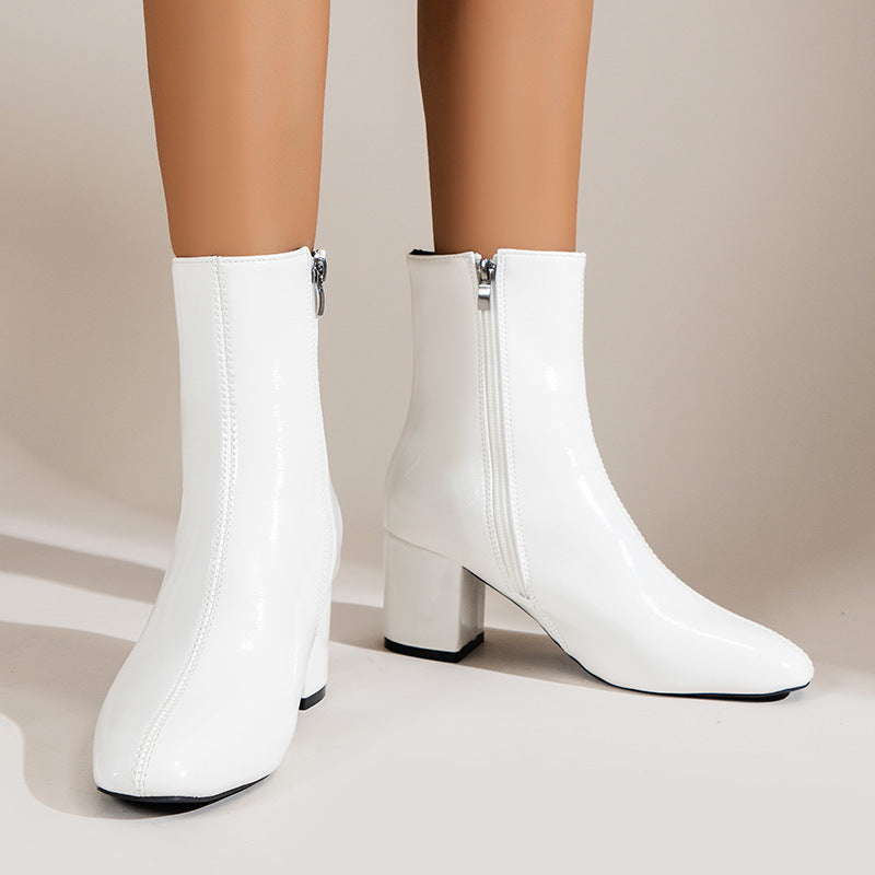 Bottes à talons épais bout pointu femme