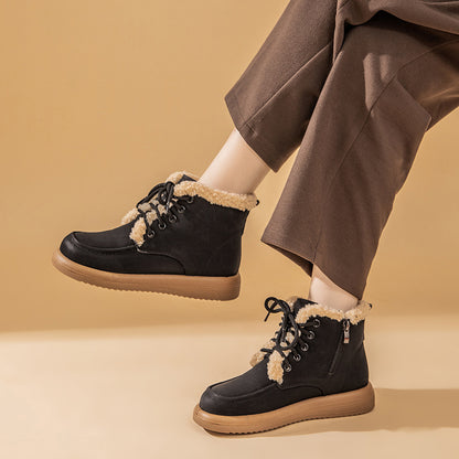 Bottes de neige lacées en peluche douce et chaude