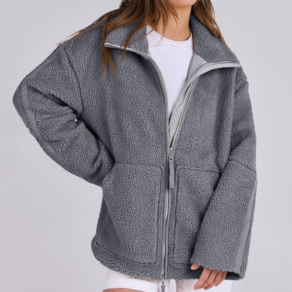 Manteau d'hiver à revers zippé avec poches