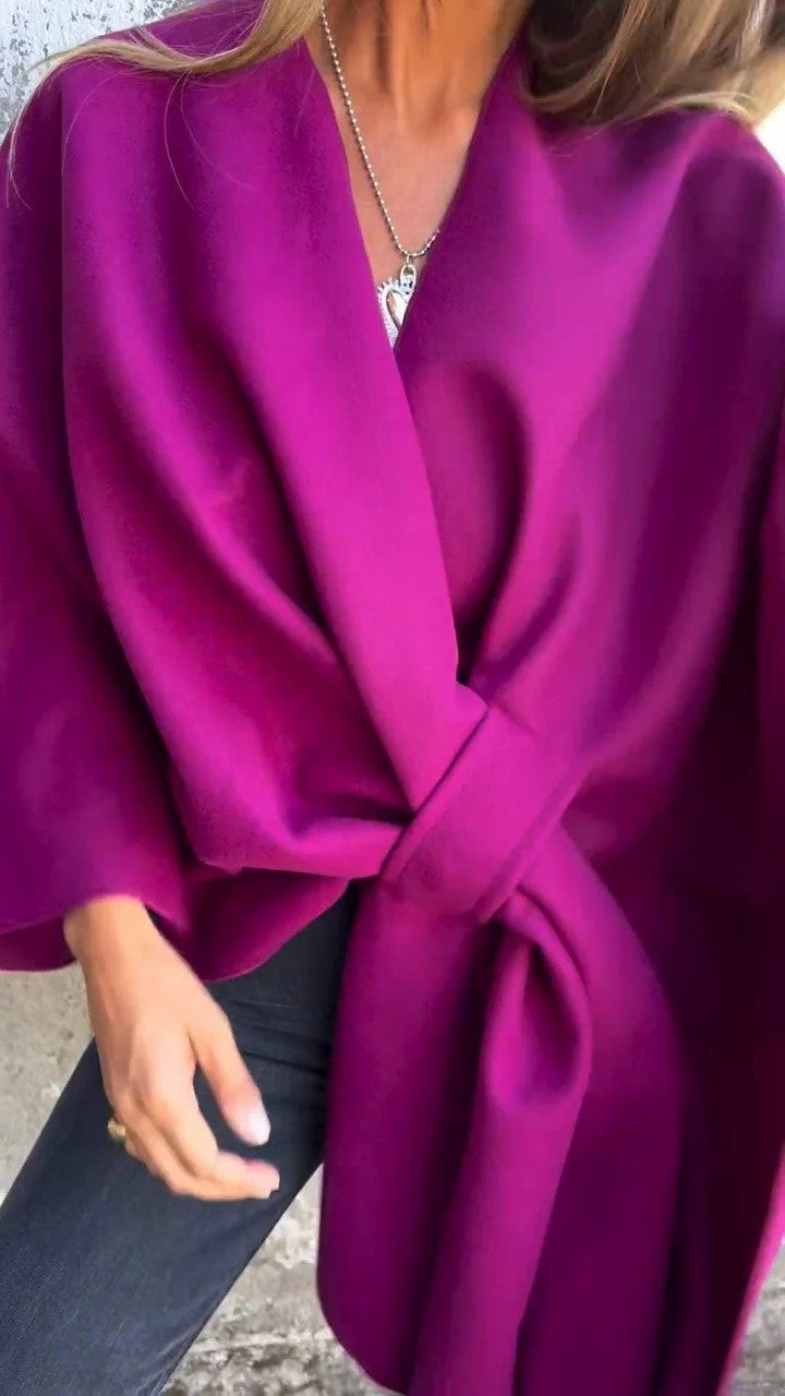 Manteau châle ample à col V