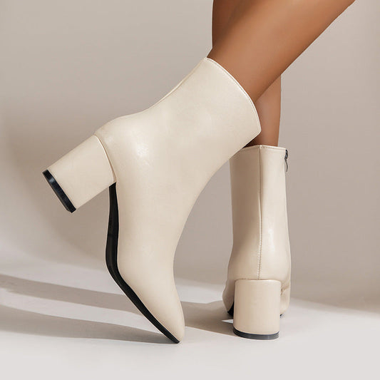 Bottes à talons épais bout pointu femme