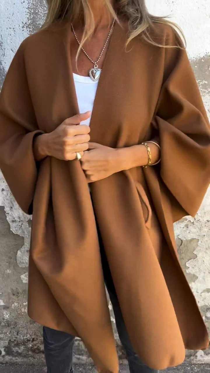 Manteau châle ample à col V