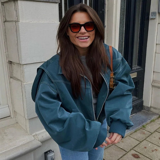 Veste en cuir style motard