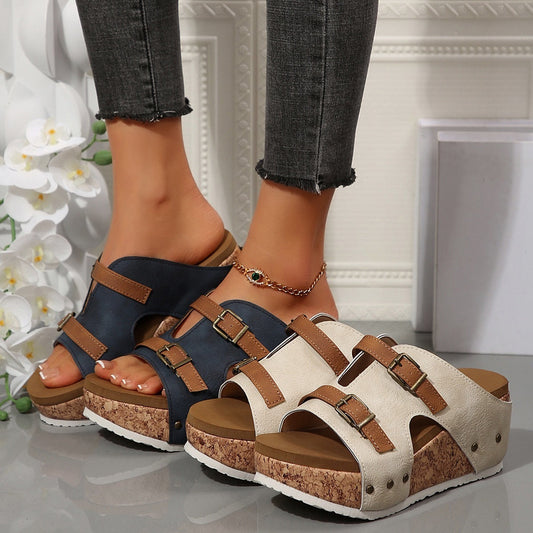 Sandales compensées à bout ouvert