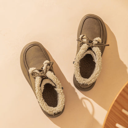 Bottes de neige lacées en peluche douce et chaude