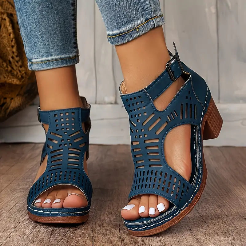 Sandales à talons épais et bout ouvert
