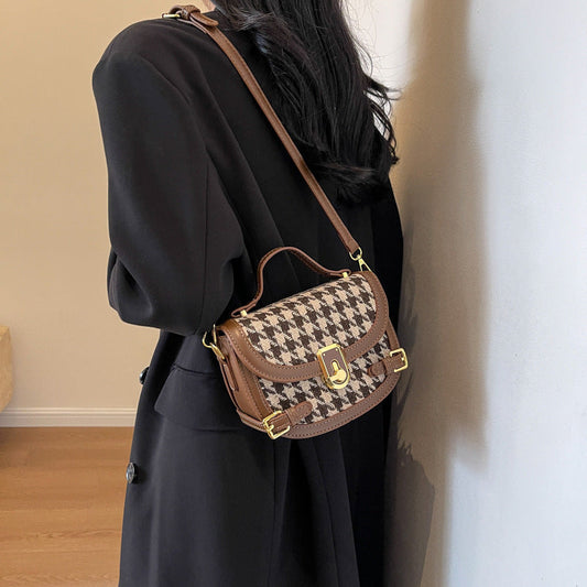Sac à bandoulière à motif pied-de-poule