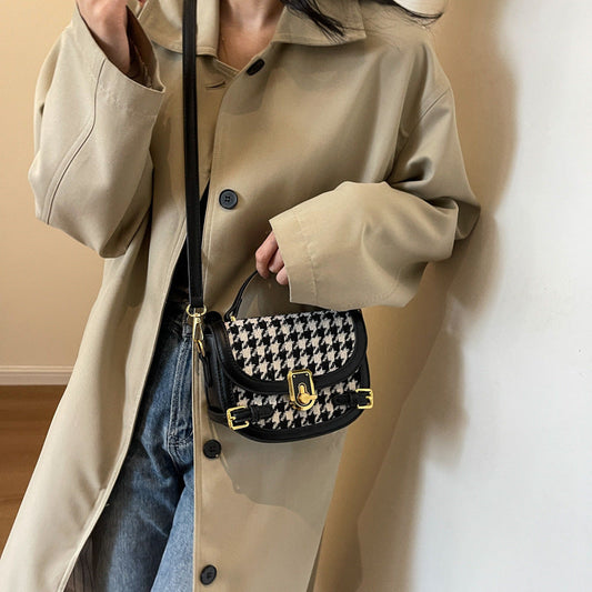 Sac à bandoulière à motif pied-de-poule